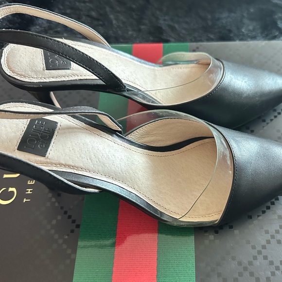 ✨SALE Louise ET CIE Kareens Slingback Stiletto Black Transparent Trim - Picture 2 of 7